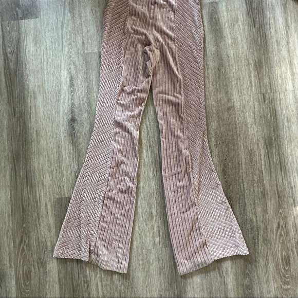 Free People Slim Pull-On Velvet Flare Pants Size Small Blush Pink - Picture 8 of 10